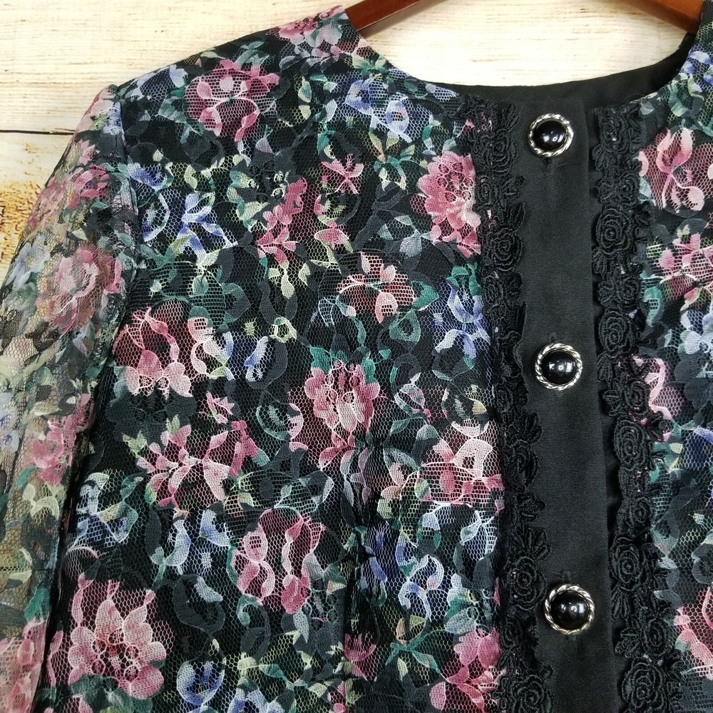 Vintage Risa Ann New York Jacket Size 18 WP Floral Lace Button Up Blazer Pads‎ - Picture 3 of 7